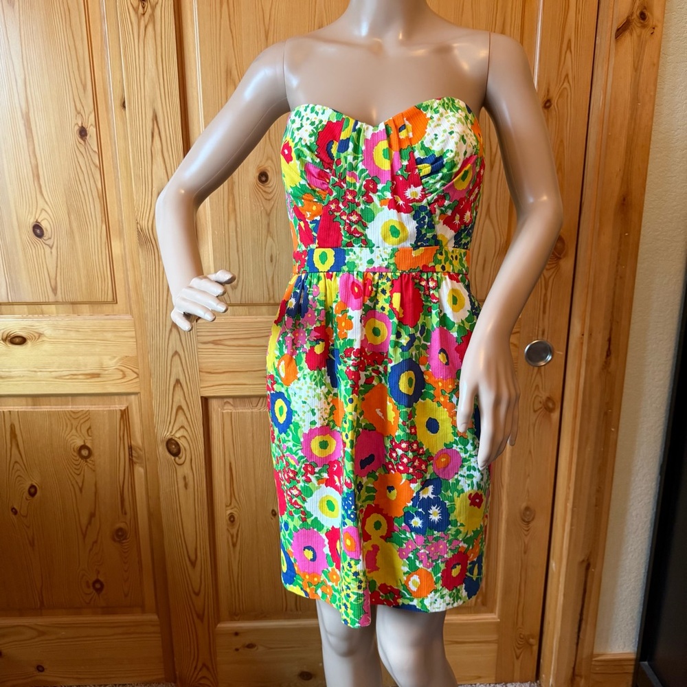 Shoshanna Strapless Mini Dress Size 0 Floral Babydoll Cocktail Event